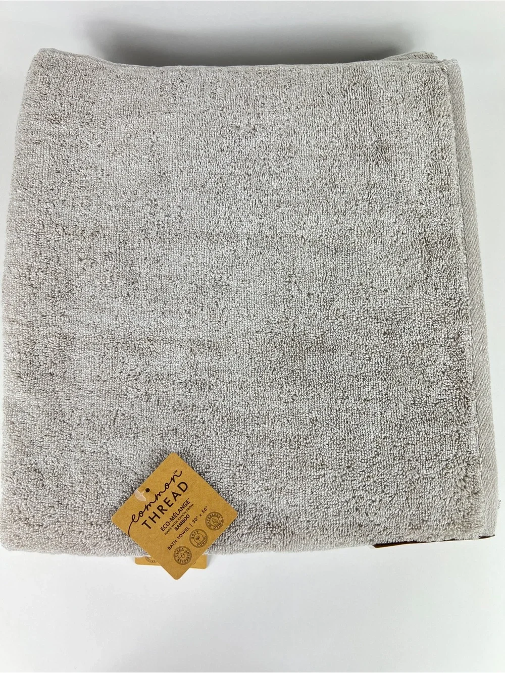 Common Thread Bamboo Bath Towel Set Tan Eco Melange Plush Soft Cotton 2 Pc NEW